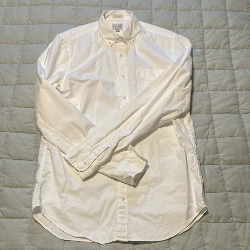 J. Crew Broken-In Oxford Button Down Shirt in White Classic Fit size MT